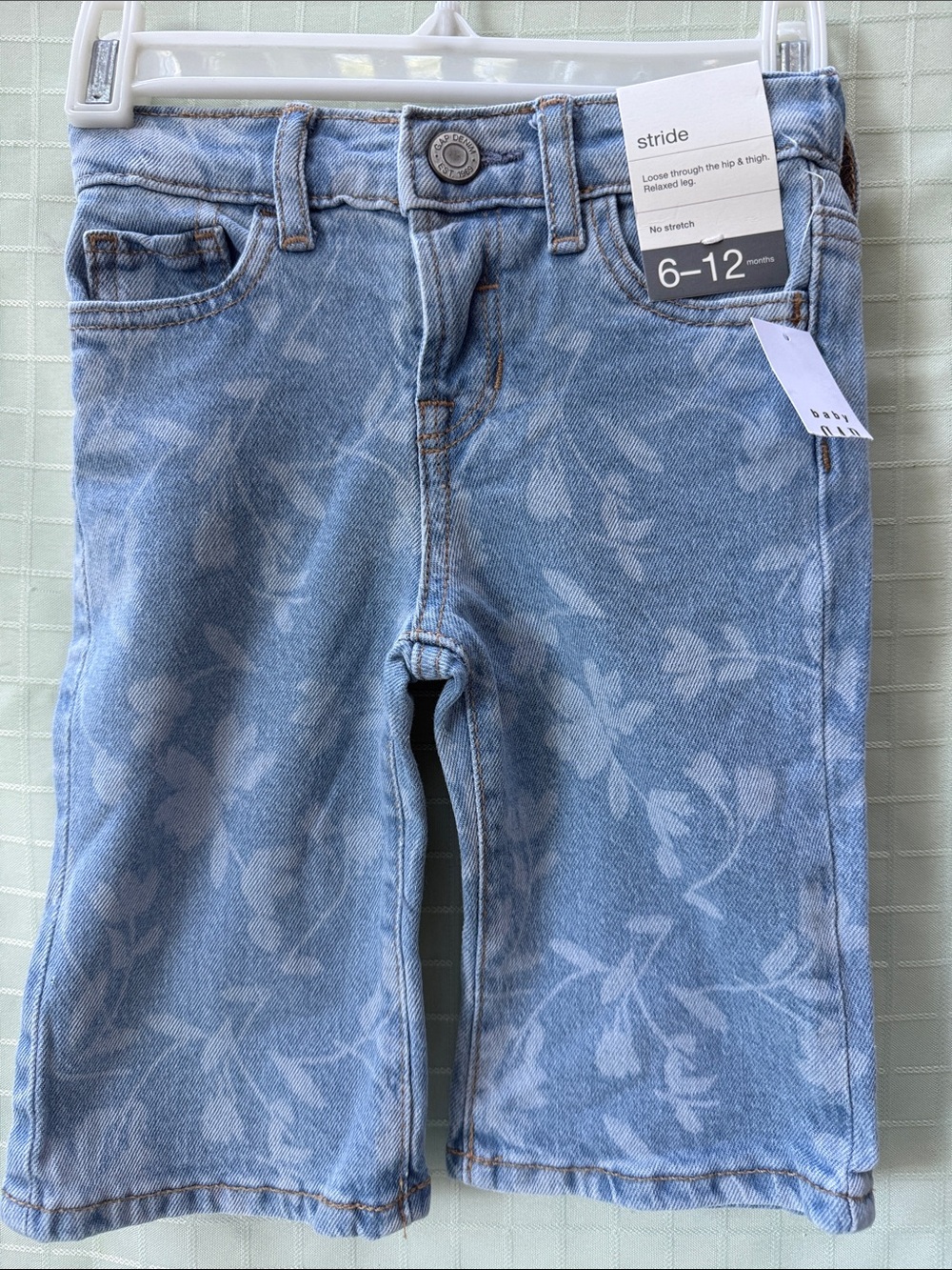 New baby GAP Light Blue Floral-Print Straight Leg Jeans